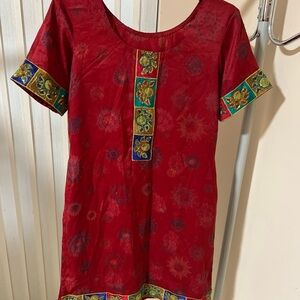 Red Floral Embroidered Dress